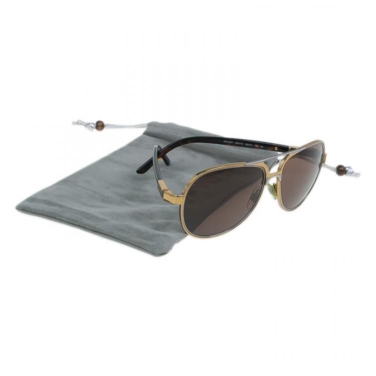 Pre Owned Dolce and Gabbana Gold 2047 Aviators 