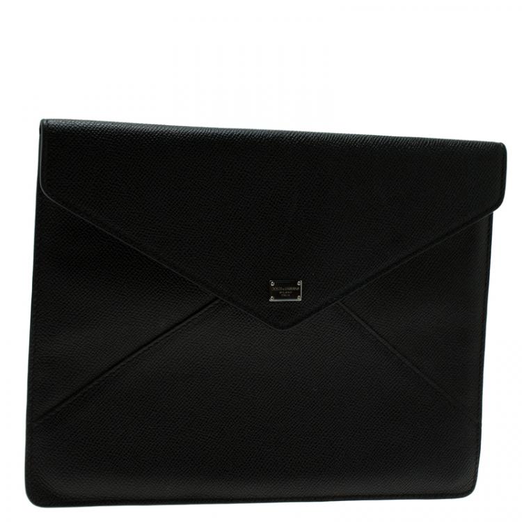Pre Owned Dolce and Gabbana Black Leather iPad Envelope Case