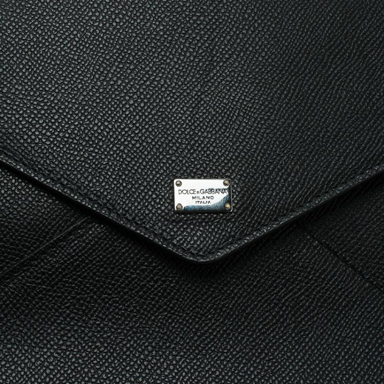 Pre Owned Dolce and Gabbana Black Leather iPad Envelope Case