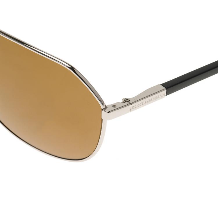 Pre Owned Dolce and Gabbana DG 2073K  White Gold Plated Aviators