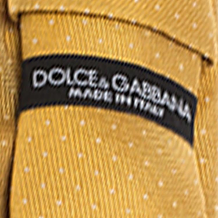مملوكة مسبقًا Dolce and Gabbana Gold & White Dotted Silk Tie
