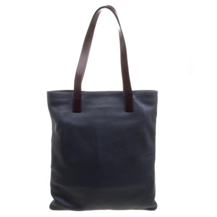 Pre Owned Dolce and Gabbana Dark Grey Textured Leather Tote