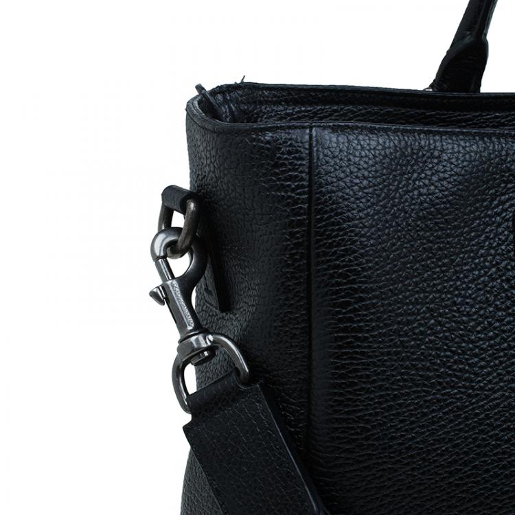 Pre Owned Dolce and Gabbana Black Pebbled Leather Tote Bag