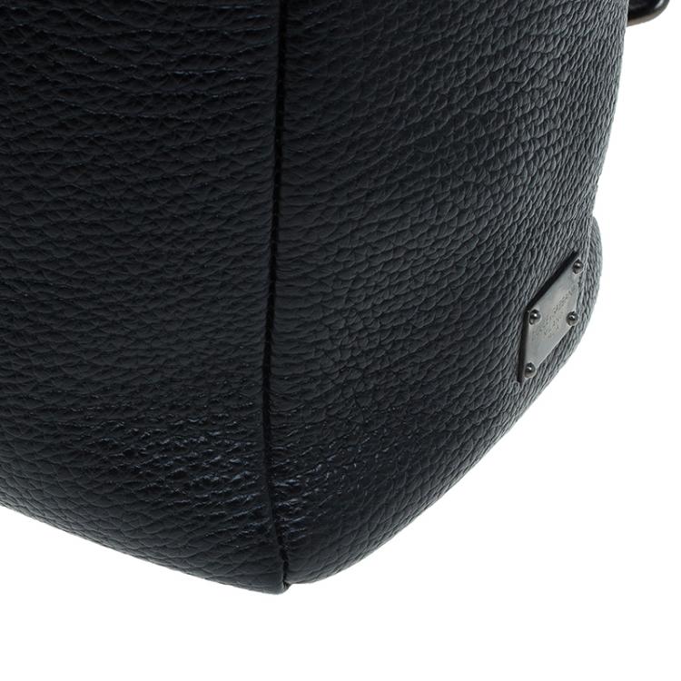 Pre Owned Dolce and Gabbana Black Pebbled Leather Tote Bag