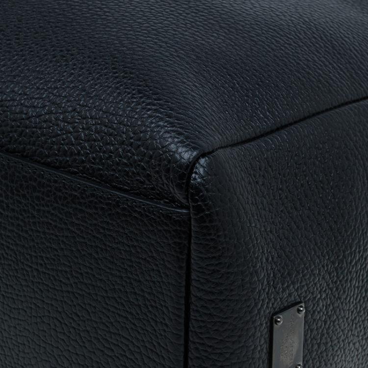 Pre Owned Dolce and Gabbana Black Pebbled Leather Tote Bag
