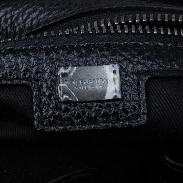 Pre Owned Dolce and Gabbana Black Pebbled Leather Tote Bag