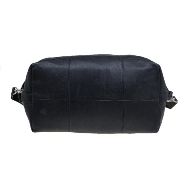 Pre Owned Dolce and Gabbana Black Leather Weekender Luggage Bag