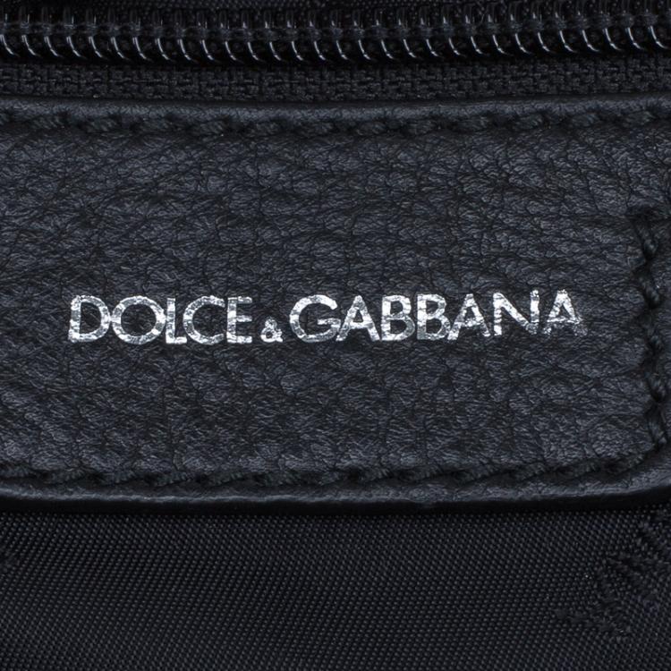 Pre Owned Dolce and Gabbana Black Leather Weekender Luggage Bag