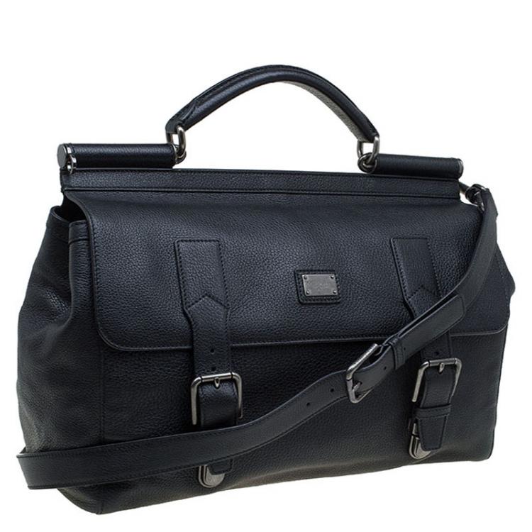 Pre Owned Dolce and Gabbana Black Leather New XL Miss Sicily Tote