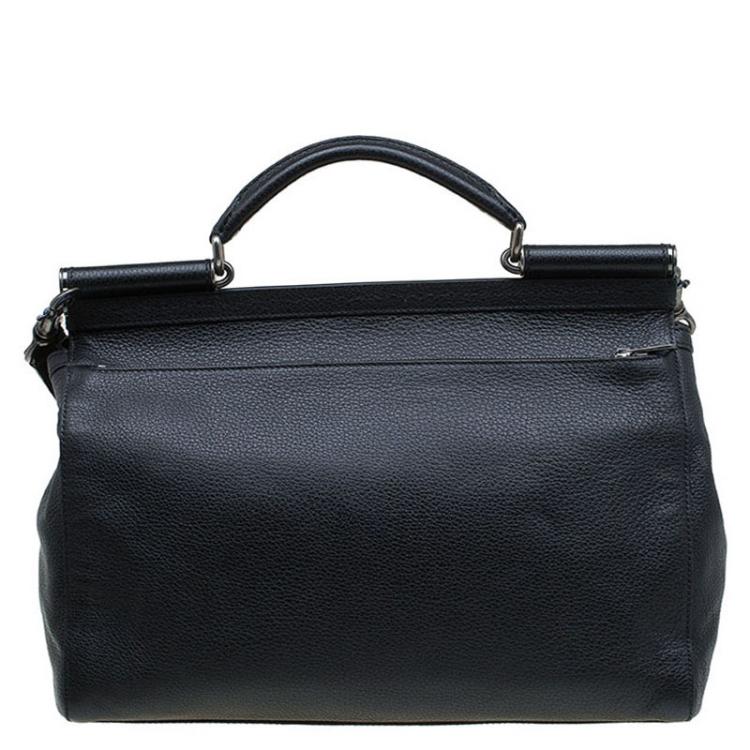 Pre Owned Dolce and Gabbana Black Leather New XL Miss Sicily Tote