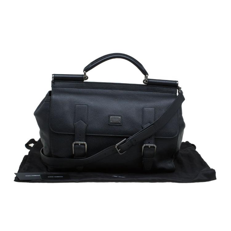Pre Owned Dolce and Gabbana Black Leather New XL Miss Sicily Tote
