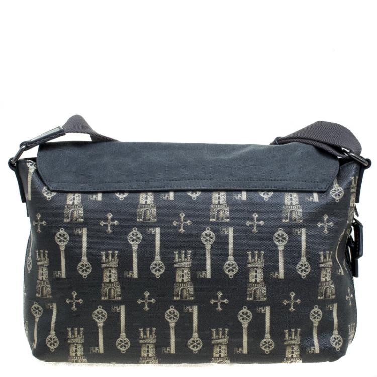 Pre Owned Dolce and Gabbana Brown Coated Canvas and Leather Messenger Bag
