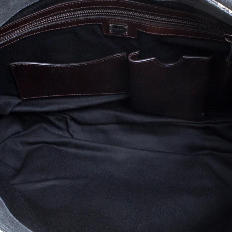 Pre Owned Dolce and Gabbana Brown Coated Canvas and Leather Messenger Bag