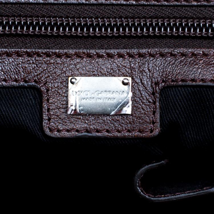 Pre Owned Dolce and Gabbana Brown Coated Canvas and Leather Messenger Bag