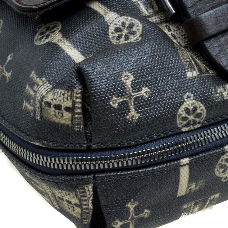 Pre Owned Dolce and Gabbana Brown Coated Canvas and Leather Messenger Bag