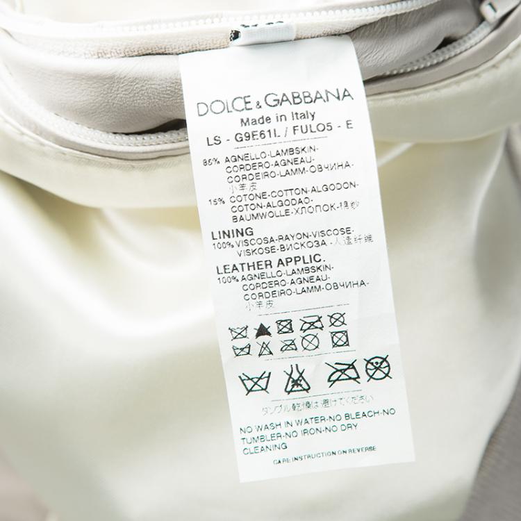 مملوكة مسبقًا Dolce and Gabbana Grey Perforated Lambskin Leather Bomber Jacket XL