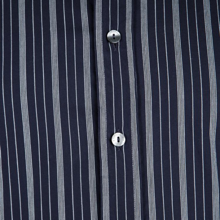 Pre Owned Dolce and Gabbana Navy Blue Striped Tailored Shirt S