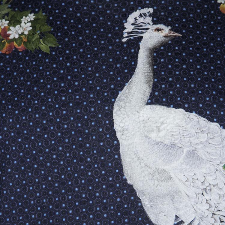 Pre Owned Dolce and Gabbana Navy Blue Peacock Printed Long Sleeve T-Shirt XXL