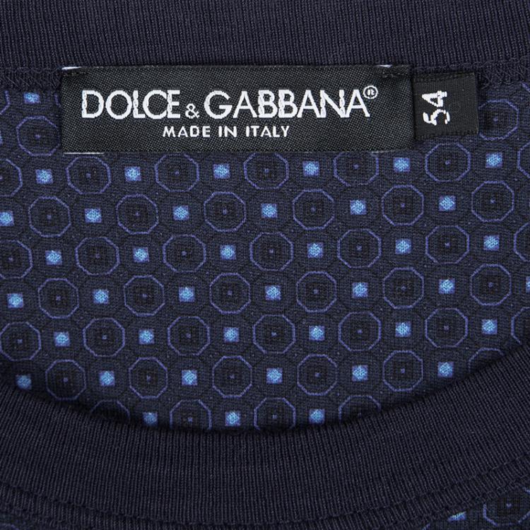 Pre Owned Dolce and Gabbana Navy Blue Peacock Printed Long Sleeve T-Shirt XXL