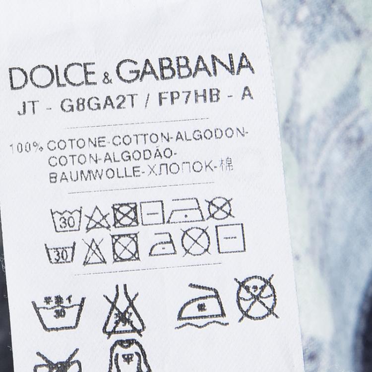 Pre Owned Dolce and Gabbana Navy Blue Peacock Printed Long Sleeve T-Shirt XXL