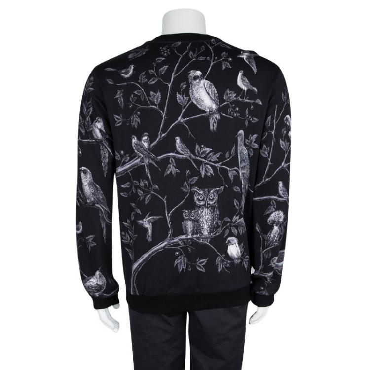 Pre Owned Dolce and Gabbana Black Bird Print Sweatshirt XXL