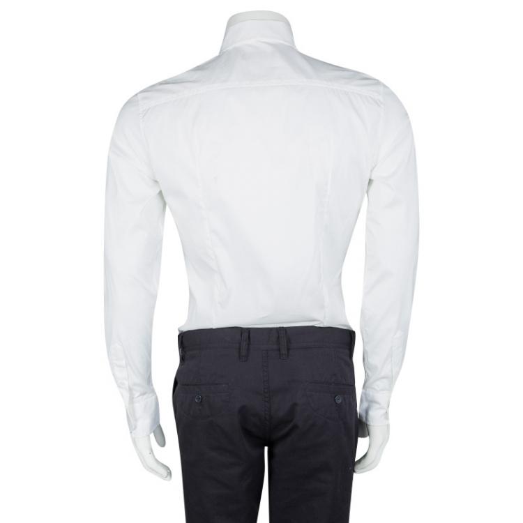 Pre Owned Dolce and Gabbana White Cotton Long Sleeve Button Front Shirt M