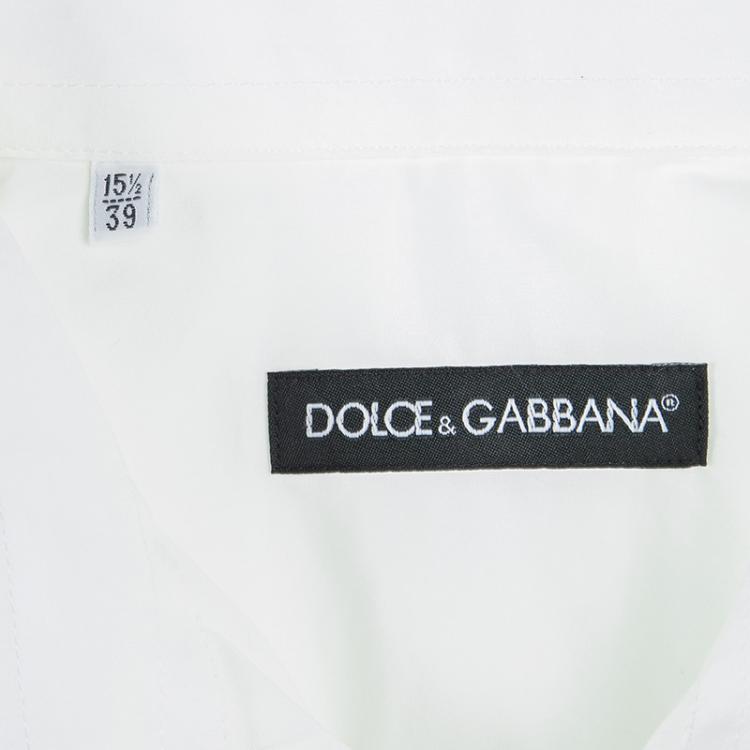 Pre Owned Dolce and Gabbana White Cotton Long Sleeve Button Front Shirt M