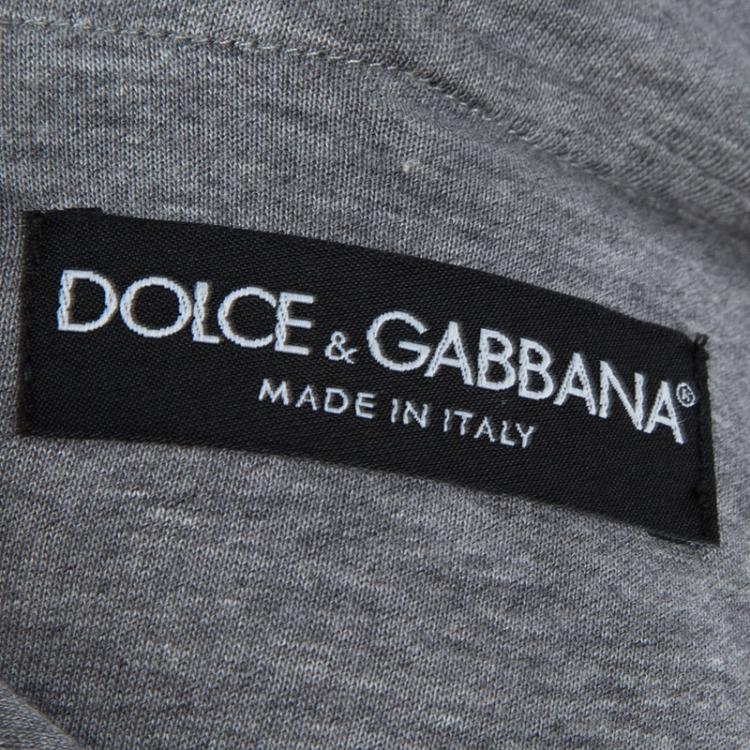 مملوكة مسبقًا Dolce and Gabbana Grey Printed Wool Hooded Sweatshirt XXL