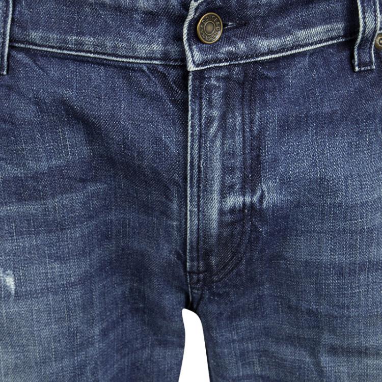 Pre Owned Dolce and Gabbana Indigo Faded Effect Distressed Sretch Denim Jeans XXL