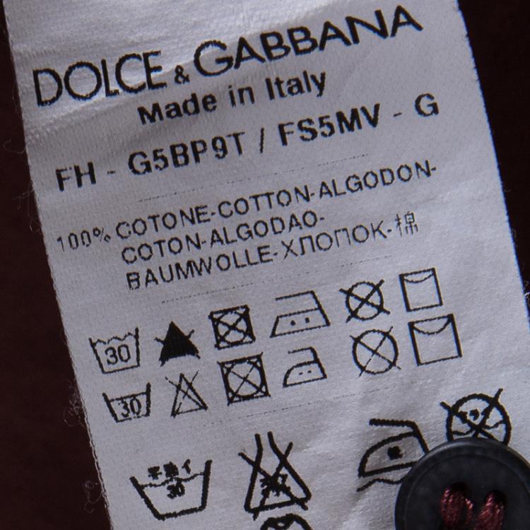 Pre Owned Dolce and Gabbana Gold Maroon Floral Printed Button Front Shirt M