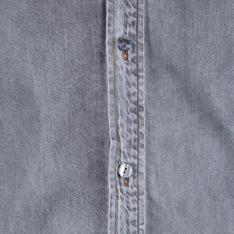 Pre Owned Dolce and Gabbana Sicilia Grey Distressed Light Wash Faded Effect Denim Shirt M