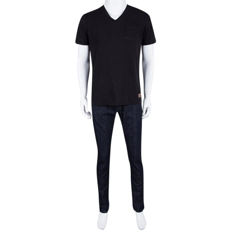 Pre Owned Dolce and Gabbana 14 Gold Indigo Dark Wash Denim Straight Fit Jeans M