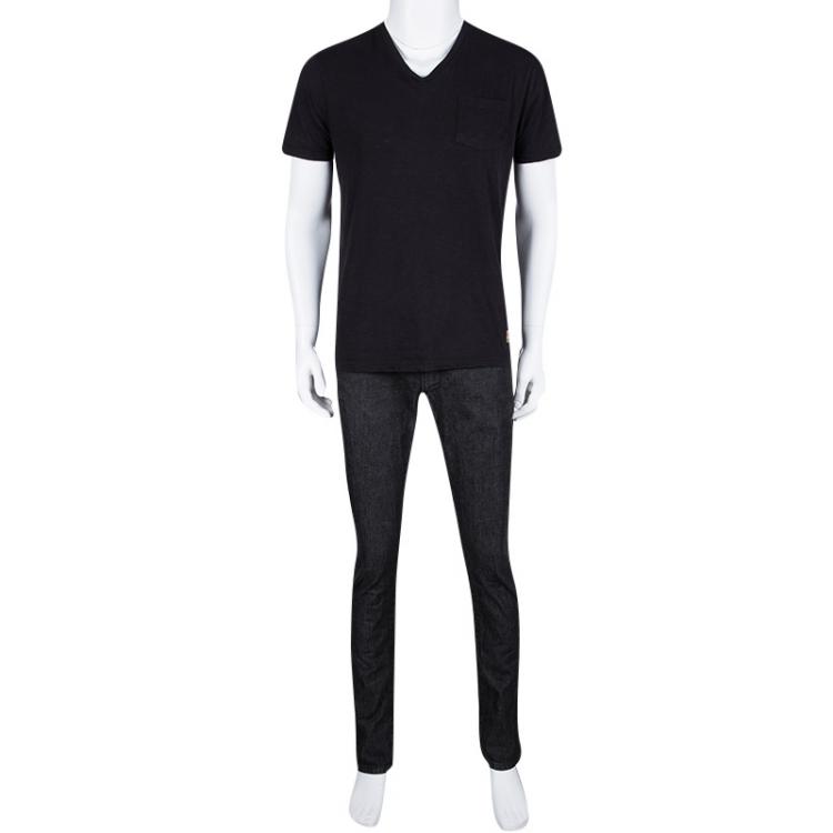 Pre Owned Dolce and Gabbana 14 Gold Black Faded Effect Denim Straight Fit  Jeans M