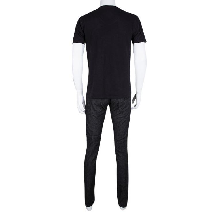 Pre Owned Dolce and Gabbana 14 Gold Black Faded Effect Denim Straight Fit  Jeans M