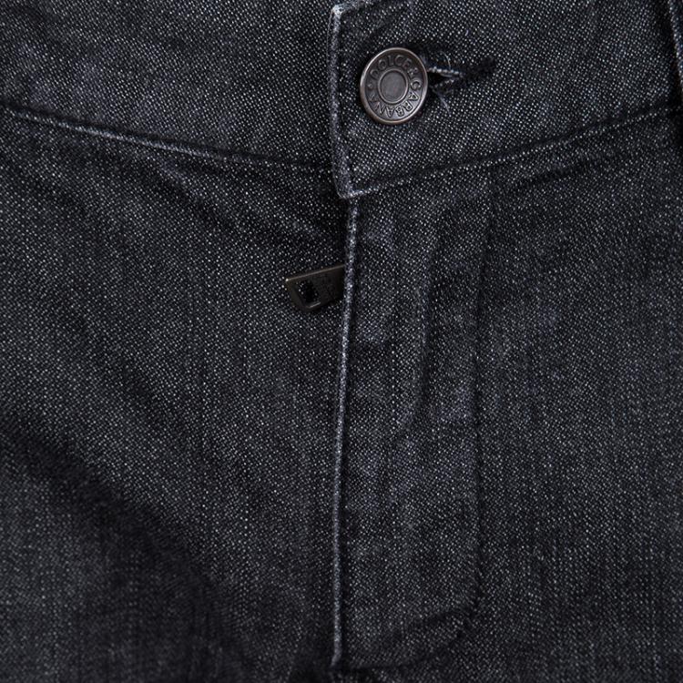 Pre Owned Dolce and Gabbana 14 Gold Black Faded Effect Denim Straight Fit  Jeans M