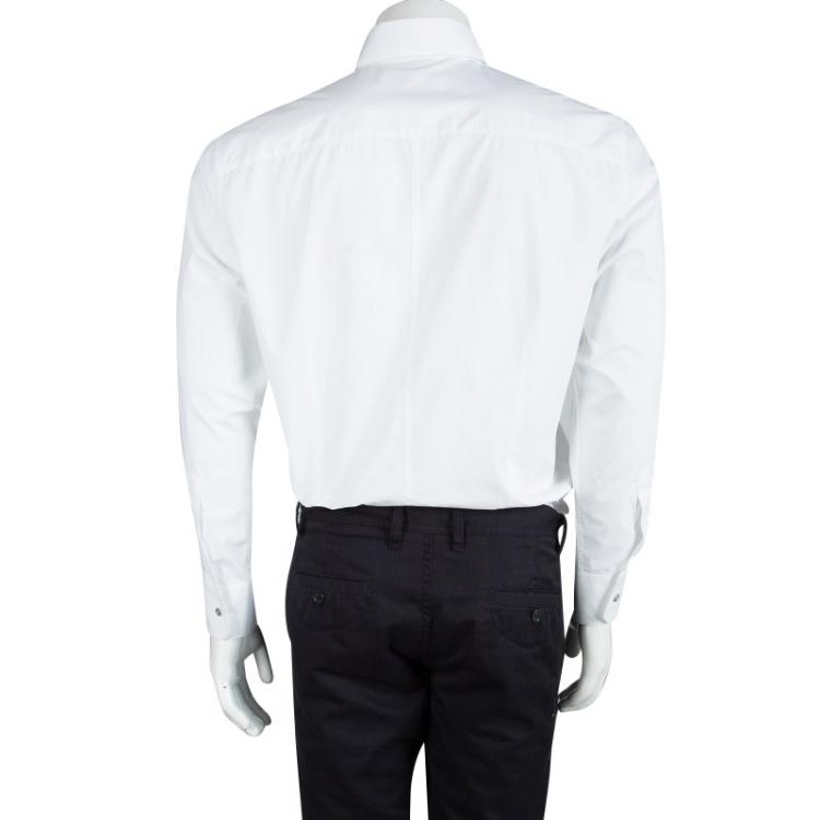 Pre Owned Dolce and Gabbana White Cotton Long Sleeve Button Down Shirt L
