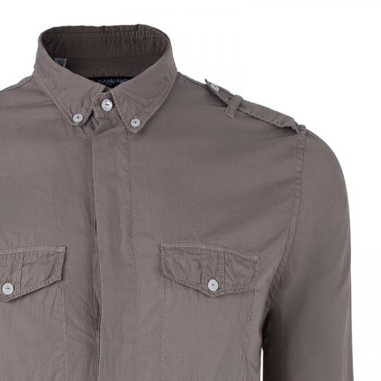 مملوكة مسبقًا Dolce and Gabbana Men's Khaki Casual Shirt S