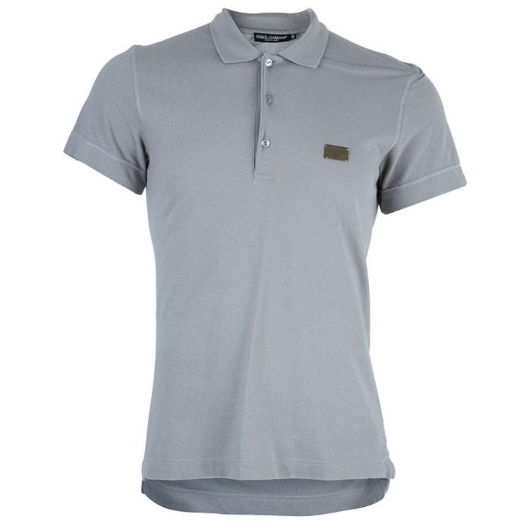 Pre Owned Dolce and Gabbana Men's Grey Cotton Polo Shirt M
