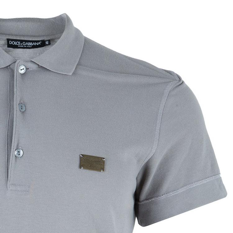 Pre Owned Dolce and Gabbana Men's Grey Cotton Polo Shirt M