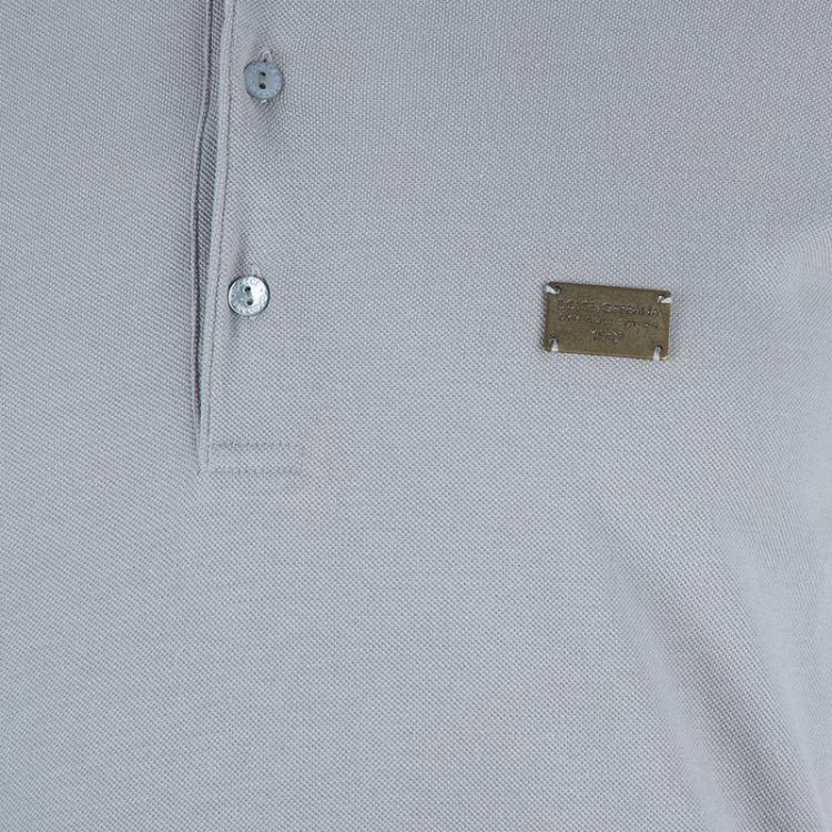 Pre Owned Dolce and Gabbana Men's Grey Cotton Polo Shirt M