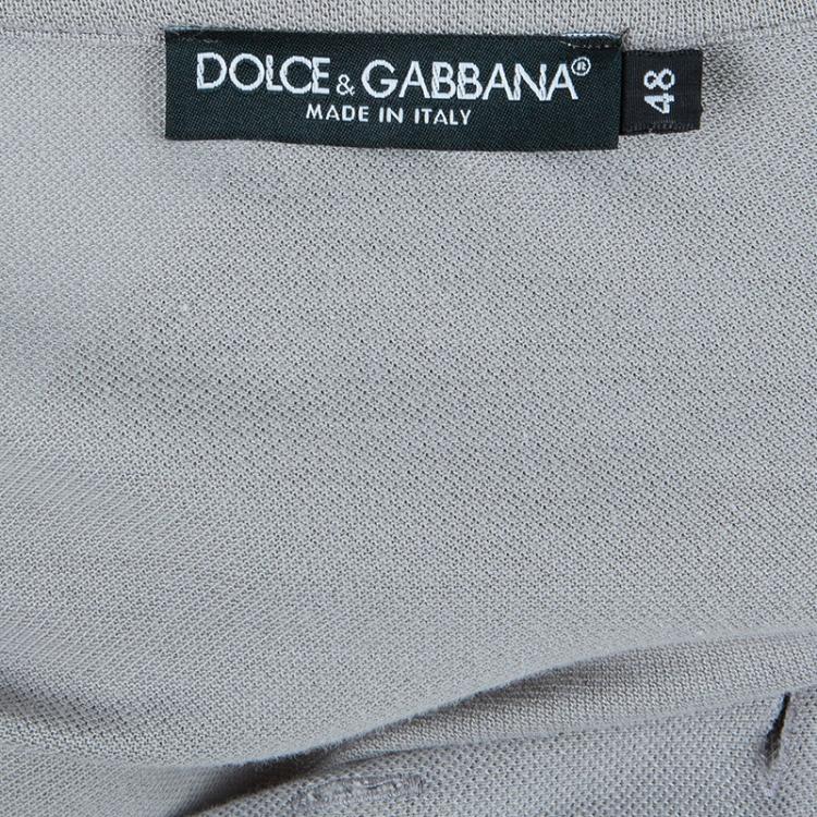 Pre Owned Dolce and Gabbana Men's Grey Cotton Polo Shirt M