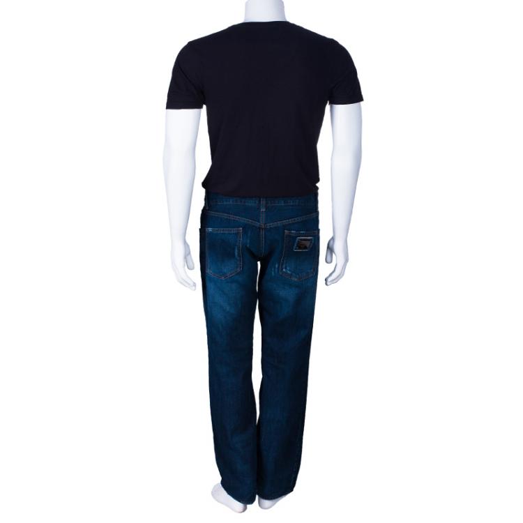 Pre Owned Dolce And Gabbana Men's Distressed Denim Jeans M