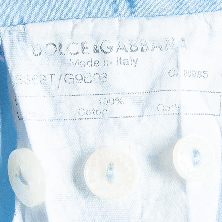 Pre Owned Dolce and Gabbana Men's Light Blue Contrast Collar Shirt M