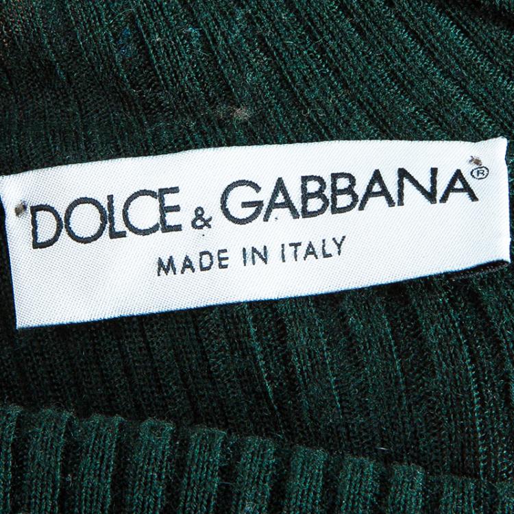 Pre Owned Dolce and Gabbana Men's Moss Green Turtleneck Sweater L