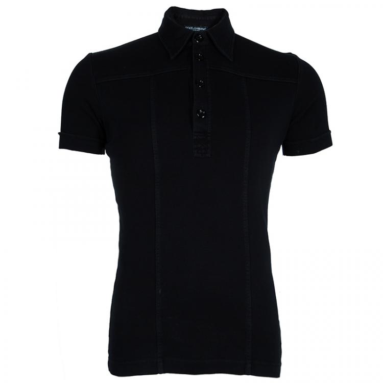 Pre Owned Dolce and Gabbana Men's Black Cotton Polo Shirt L