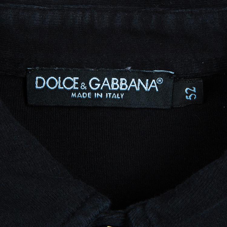 Pre Owned Dolce and Gabbana Men's Black Cotton Polo Shirt L