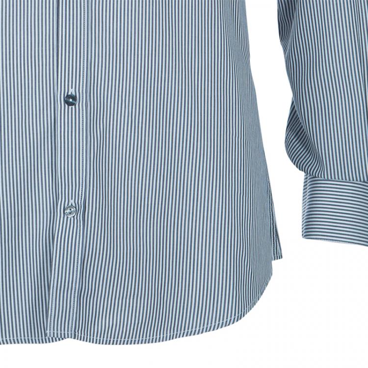 Pre Owned Dolce and Gabbana Men's Gray and White Striped Men's Shirt M