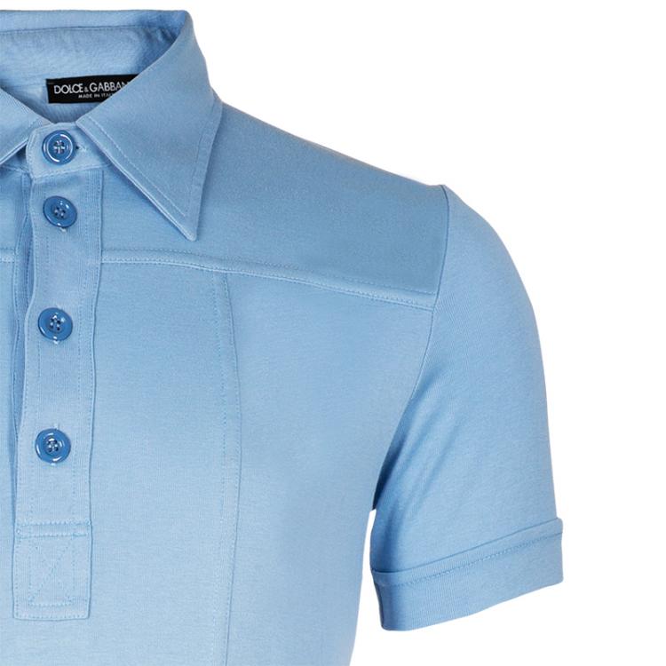 Pre Owned Dolce And Gabbana Men's Light Blue Polo Shirt M