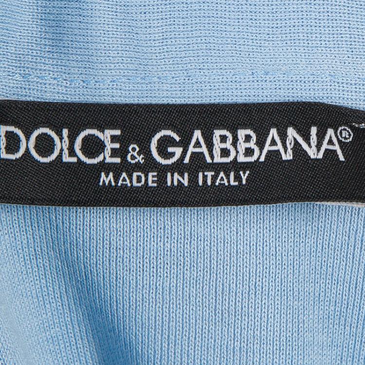 Pre Owned Dolce And Gabbana Men's Light Blue Polo Shirt M