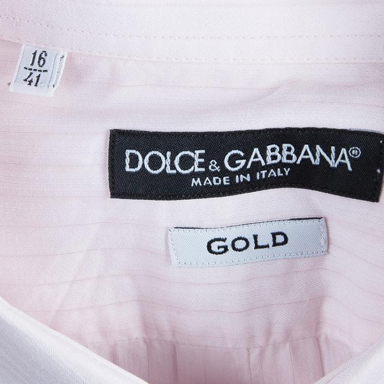 Pre Owned Dolce and Gabbana Men's Pink Striped Shirt M